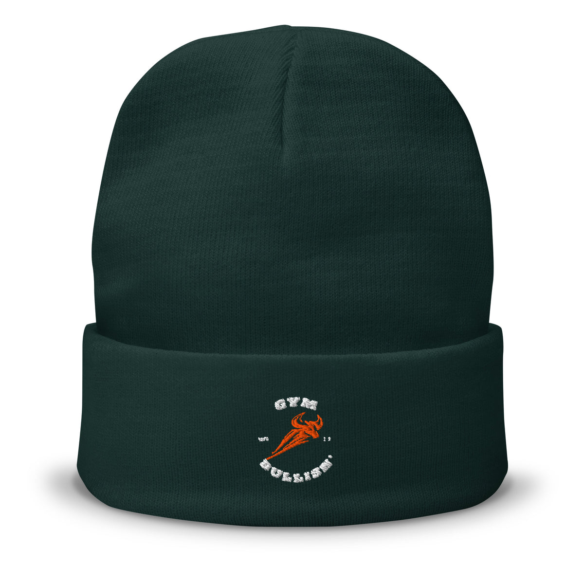 Color green Bullish winter cuffed knit beanie with unisex athletic streetwear styling
